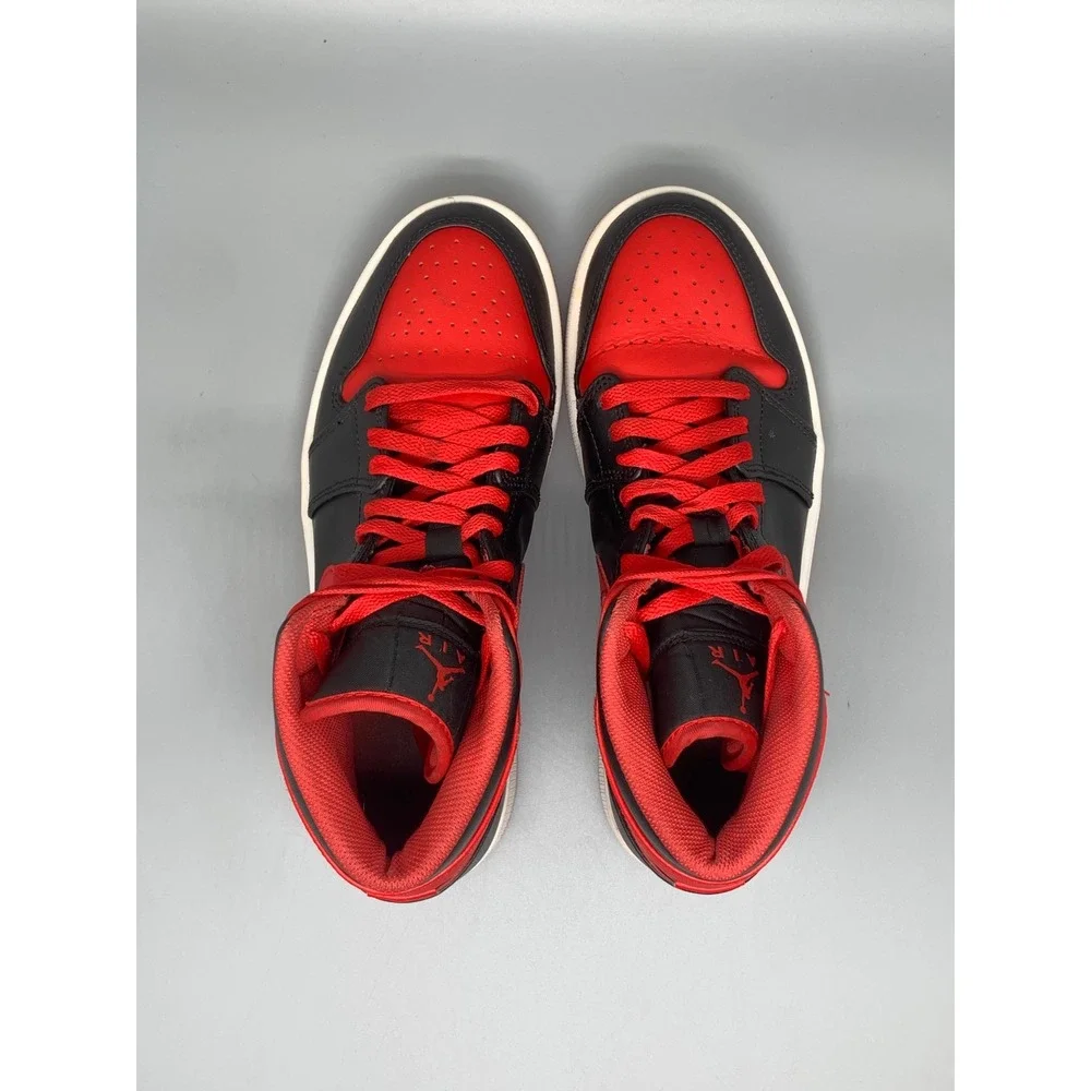 Jordan 1 Mid Bred‎ Black Red Basketball SHoes DQ8426-060 Men's Sz 8.5